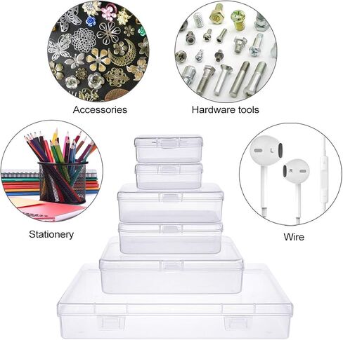 24 Pieces Mixed Sizes Rectangular Empty Mini Clear Plastic Organizer Box in Kuwait