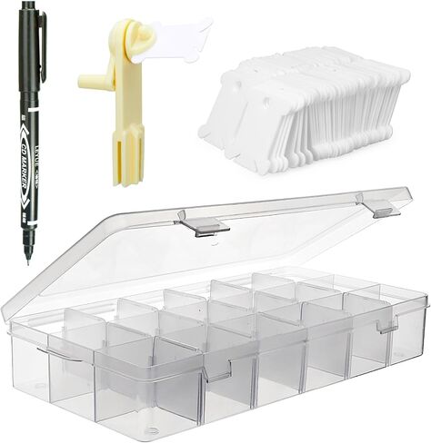 Embroidery Floss Organizer, 1 Removable 18 Compartments Cross Stitch Thread Storage Box with 100 Plastic Embroidery Floss Bobbins, 1 Floss Winder and 1 Marker in Kuwait
