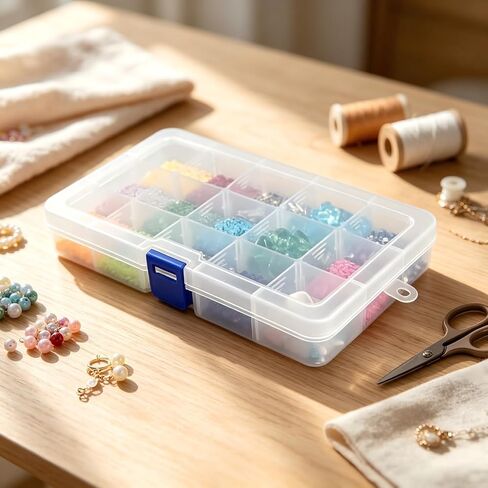 Eiito Bead Organizer, 15 Grids, Small Plastic Clear Box, 4 Pack in Saudi Arabia