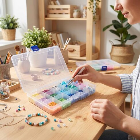 Eiito Bead Organizer, 15 Grids, Small Plastic Clear Box, 4 Pack in Saudi Arabia