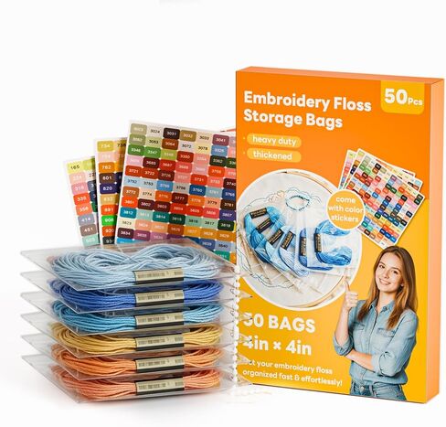 Thickened Embroidery Floss Organizer Bags, Comes with Color Code Stickers in Saudi Arabia