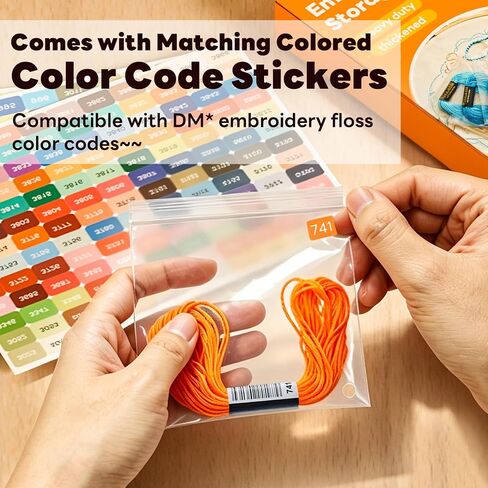 Thickened Embroidery Floss Organizer Bags, Comes with Color Code Stickers in Saudi Arabia