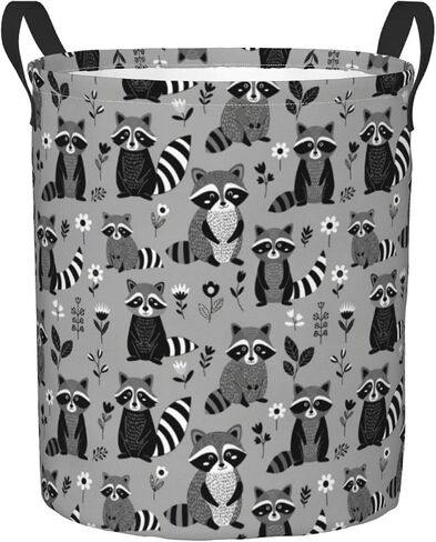 FeHuew Cartoon Animals Raccoon Collapsible Laundry Basket with Handle Waterproof Fabric Hamper Laundry Storage Baskets Organizer Large Bins for Dirty Clothes,toys,Bathroom in Saudi Arabia