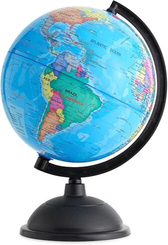 Juvale World Globe for Kids - 8-Inch, Multicolor with Plastic Stand - Educational Desk Globe with World Map for Kids & Classroom Decor in Kuwait
