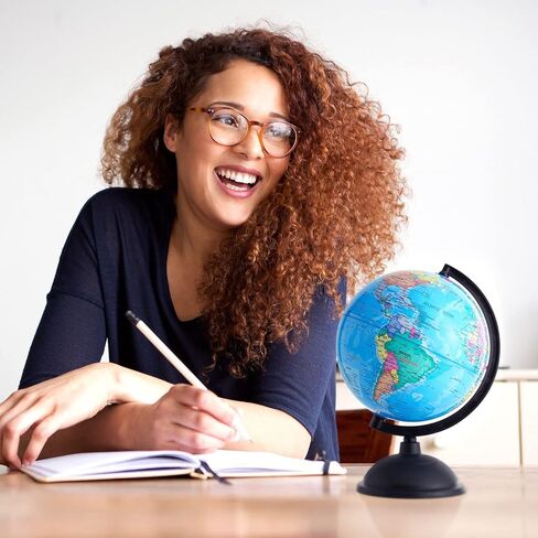 Juvale World Globe for Kids - 8-Inch, Multicolor with Plastic Stand - Educational Desk Globe with World Map for Kids & Classroom Decor in Kuwait