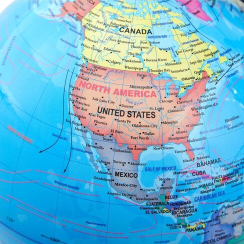 Juvale World Globe for Kids - 8-Inch, Multicolor with Plastic Stand - Educational Desk Globe with World Map for Kids & Classroom Decor in Kuwait