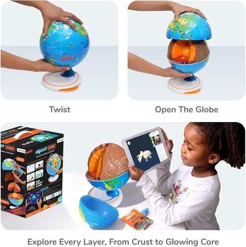 PlayShifu Orboot Core Interactive Globe for Kids Ages 4-10; 3-Layer Openable Earth Globe with AR App; Explore Earth's Surface, Fossils, Minerals & Glowing Core; STEM Science & Geography Gift in Saudi Arabia