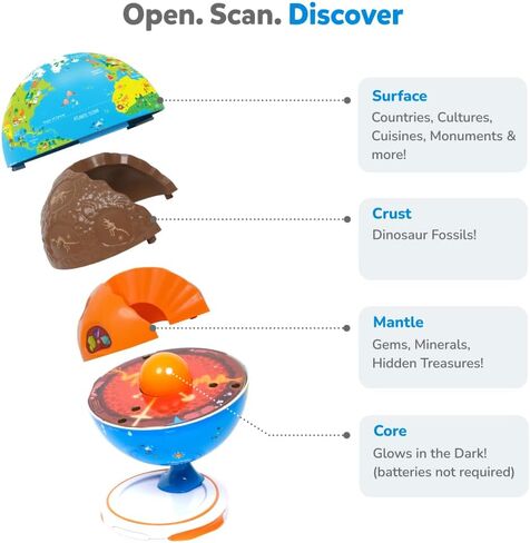PlayShifu Orboot Core Interactive Globe for Kids Ages 4-10; 3-Layer Openable Earth Globe with AR App; Explore Earth's Surface, Fossils, Minerals & Glowing Core; STEM Science & Geography Gift in Saudi Arabia