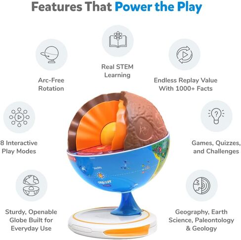 PlayShifu Orboot Core Interactive Globe for Kids Ages 4-10; 3-Layer Openable Earth Globe with AR App; Explore Earth's Surface, Fossils, Minerals & Glowing Core; STEM Science & Geography Gift in Saudi Arabia