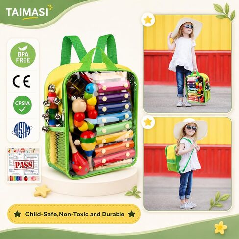 Kids Musical Instruments, 33Pcs 18 Types Wooden Percussion Instruments Tambourine Xylophone Toys for Kids Children, Preschool Education Early Learning Musical Toy for Boys and Girls in Kuwait