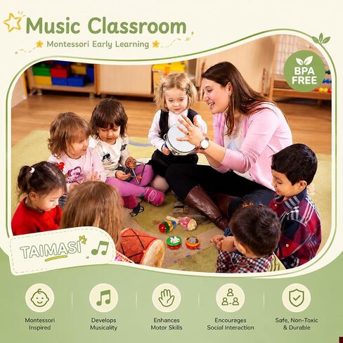 Kids Musical Instruments, 33Pcs 18 Types Wooden Percussion Instruments Tambourine Xylophone Toys for Kids Children, Preschool Education Early Learning Musical Toy for Boys and Girls in Kuwait