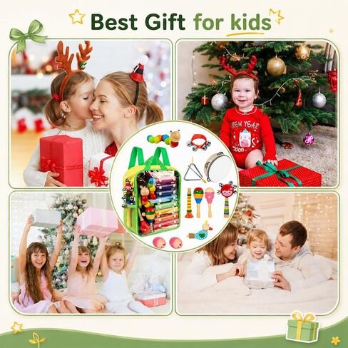 Kids Musical Instruments, 33Pcs 18 Types Wooden Percussion Instruments Tambourine Xylophone Toys for Kids Children, Preschool Education Early Learning Musical Toy for Boys and Girls in Kuwait