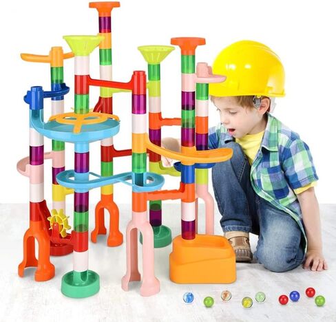 MaxTronic Marble Run Toy, 110pcs Marble Maze Kit STEM Educational Learning Toy for Kids, Mable Race Construction Railway Building Blocks with 60 Marbles Birthday Gift for Boys Girls 3-12 Years Old in Kuwait