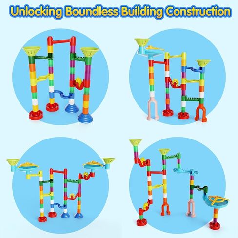MaxTronic Marble Run Toy, 110pcs Marble Maze Kit STEM Educational Learning Toy for Kids, Mable Race Construction Railway Building Blocks with 60 Marbles Birthday Gift for Boys Girls 3-12 Years Old in Kuwait