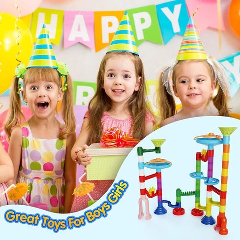 MaxTronic Marble Run Toy, 110pcs Marble Maze Kit STEM Educational Learning Toy for Kids, Mable Race Construction Railway Building Blocks with 60 Marbles Birthday Gift for Boys Girls 3-12 Years Old in Kuwait