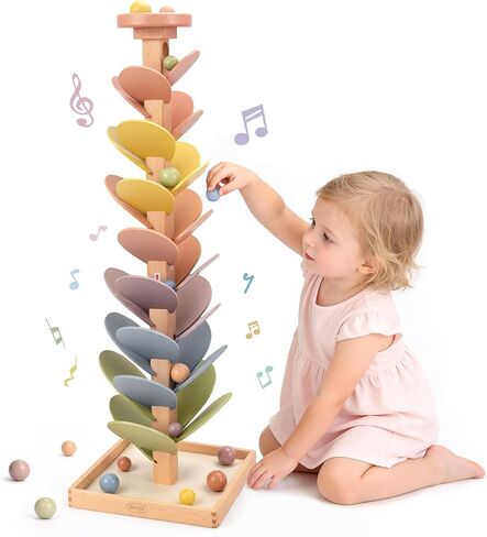 Joyreal Wooden Marble Run for Kids 3-5 4-8, Montessori Music Tree Toys in Saudi Arabia