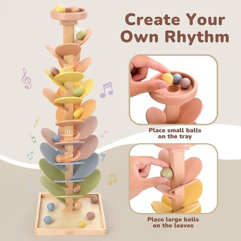 Joyreal Wooden Marble Run for Kids 3-5 4-8, Montessori Music Tree Toys in Saudi Arabia