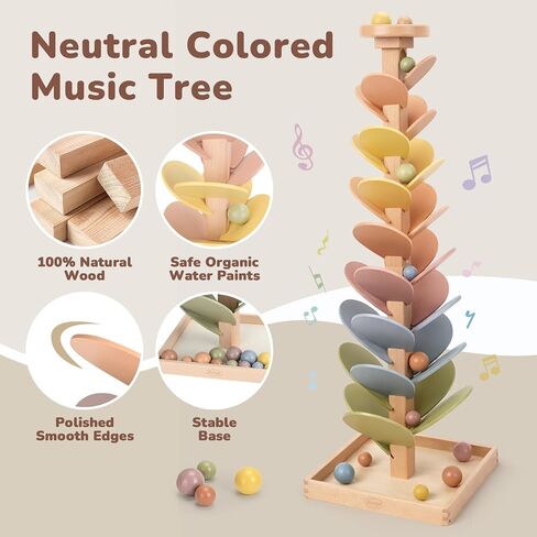 Joyreal Wooden Marble Run for Kids 3-5 4-8, Montessori Music Tree Toys in Saudi Arabia