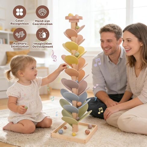 Joyreal Wooden Marble Run for Kids 3-5 4-8, Montessori Music Tree Toys in Saudi Arabia