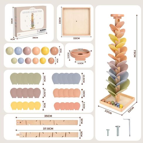 Joyreal Wooden Marble Run for Kids 3-5 4-8, Montessori Music Tree Toys in Saudi Arabia