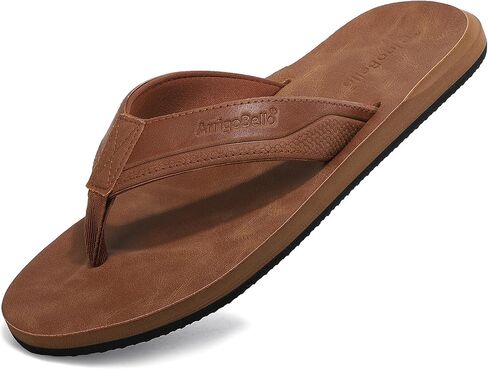 AX BOXING Mens Flip Flops Leather Thong Sandals Casual Comfort Slides Slippers in Kuwait