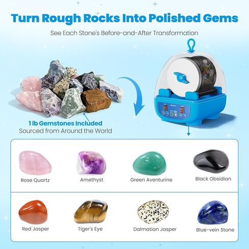 KomeStone K5 Rock Tumbler for Kids & Adults, Quiet Rock Polisher, Ages 6+ in Kuwait