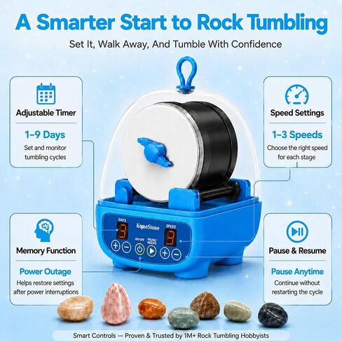 KomeStone K5 Rock Tumbler for Kids & Adults, Quiet Rock Polisher, Ages 6+ in Kuwait