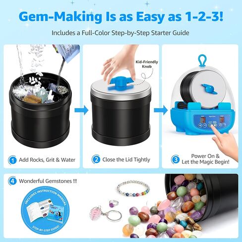 KomeStone K5 Rock Tumbler for Kids & Adults, Quiet Rock Polisher, Ages 6+ in Kuwait