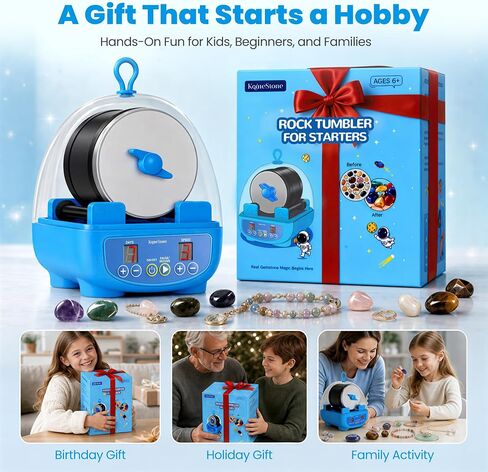 KomeStone K5 Rock Tumbler for Kids & Adults, Quiet Rock Polisher, Ages 6+ in Kuwait