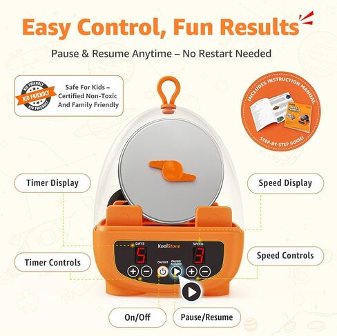 C5 Starter Rock Tumbler Kit for Kids & Beginners, Quieter Rock Polisher with Upgraded Noise-Reducing Cover, 3 Speeds, 9-Day Timer & Memory, Rocks, Grit & STEM Guide in Kuwait
