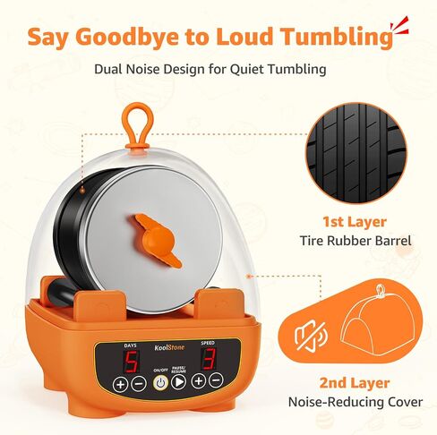 C5 Starter Rock Tumbler Kit for Kids & Beginners, Quieter Rock Polisher with Upgraded Noise-Reducing Cover, 3 Speeds, 9-Day Timer & Memory, Rocks, Grit & STEM Guide in Kuwait