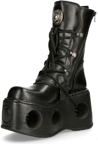 New Rock Boots 373-S2 Mens Metallic Black Leather Platform Goth Neptuno Space in Saudi Arabia