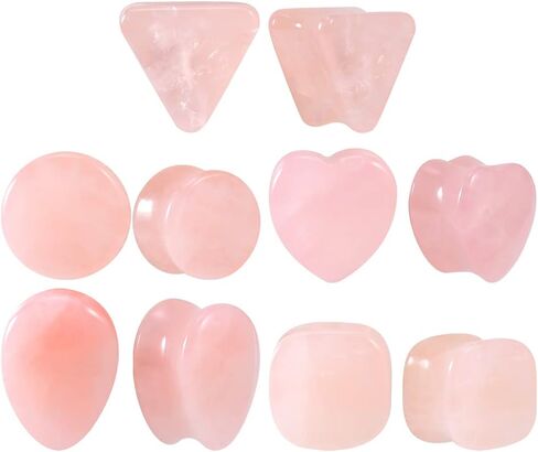 TBOSEN 10PCS Set Organic Stone Amethyst Ear Gauges Plugs Tunnels Double Flared Saddle Gauges Piercing Set Stretchers Gift 0g-5/8" in 8mm-16mm in Kuwait