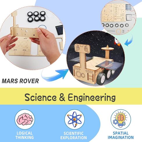 6-in-1 Solar STEM Wooden Building Kit for Kids Ages 6-14 in Kuwait