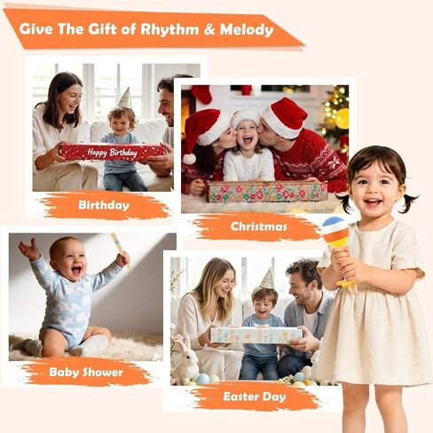 Toddler Guitar Musical Instruments Montessori Toys for Baby 2 3 Year Old, Muted Color Wooden Percussion Musical Toy Set with Ukulele Xylophone Tambourine, Birthday for Baby Boy Girl in Kuwait