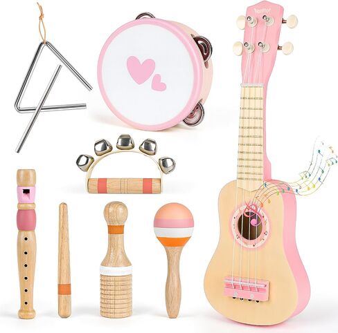 Vanplay Pink Guitar Set for Toddler Girl Toys 2-3 Year Old Birthday Gifts in Kuwait