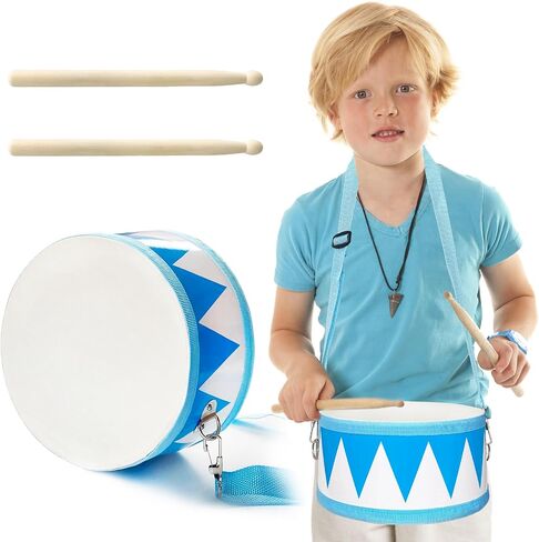Kids Drum Set,8 Inch Wooden Drum Toys,Educational Baby Musical Toy with an Adjustable Strap and 2 Drumsticks,Sensory Musical Instrument Toys for Toddler,Kids,Boys & Girls in Saudi Arabia