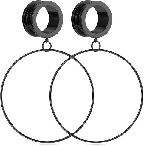 Briana Williams Surgical Steel Screw Ear Tunnels Large Hoop Dangle Ear Plugs Expander 4-20mm Gauges for Ears Stretcher Piercing(Silver/Gold/Black/Rose Gold) in Kuwait