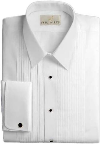 100% Cotton 1/4 Inch Pleat Laydown Collar Slim Fit Tuxedo Shirt in Kuwait