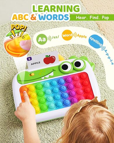 POP&Spell Sensory ABC Toddler Learning Toys,Screen-Free Interactive Talking Flash Cards Toys for Kids ,Literacy Manipulatives for Preschoolers,Includes 118 Words Perfect for on the go in Saudi Arabia
