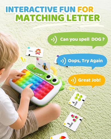 POP&Spell Sensory ABC Toddler Learning Toys,Screen-Free Interactive Talking Flash Cards Toys for Kids ,Literacy Manipulatives for Preschoolers,Includes 118 Words Perfect for on the go in Saudi Arabia