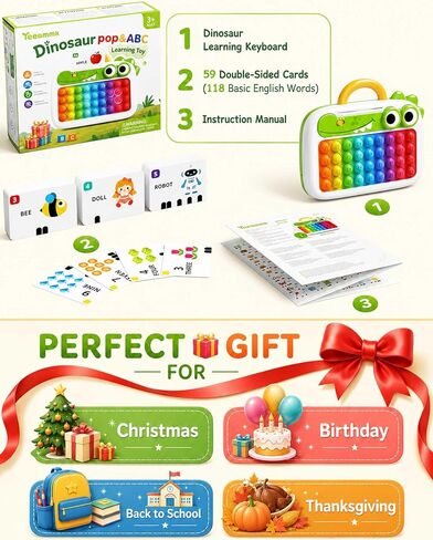 POP&Spell Sensory ABC Toddler Learning Toys,Screen-Free Interactive Talking Flash Cards Toys for Kids ,Literacy Manipulatives for Preschoolers,Includes 118 Words Perfect for on the go in Saudi Arabia