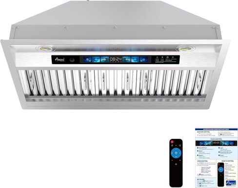 Awoco RH-BQ-X36 18.5" Depth Ducted Built-in/Insert Stainless Steel Range Hood, 4-Speed, 700 CFM, LED Lights, Baffle Filters for Wood Hood (36" Ducted) in Saudi Arabia