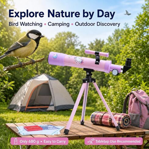 Telescope for Girls, 50mm 100x Pink Purple Telescope with Unicorn Stickers in Saudi Arabia