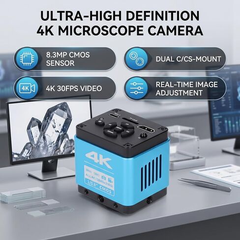 4K HD Microscope Camera 8.3MP 3840 x 2160 Resolution USB Industrial Microscope Camera for Digital Video and Photo in Kuwait