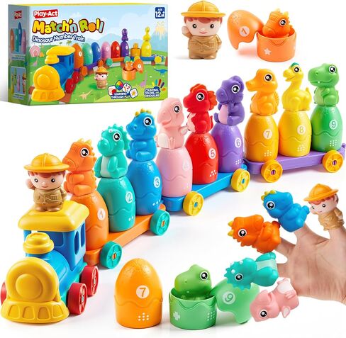 Play-Act Learning Toys for 1 2 3 Years Old, Counting, Matching & Sorting Montessori Learning Farm Train Including 9 Farm Animals, Birthday Gift for Baby Boys Girls in Saudi Arabia