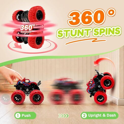 Monster Truck Toys, 4 Pack Friction Powered Toy Cars Push and Go Truck Toys for Toddlers Kids Ages 2-4 3-5 4-7 Best Christmas Birthday Gift Party Favors for Boys and Girls 2 3 4 5 6 7 Year Old in Saudi Arabia