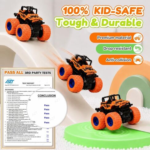 Monster Truck Toys, 4 Pack Friction Powered Toy Cars Push and Go Truck Toys for Toddlers Kids Ages 2-4 3-5 4-7 Best Christmas Birthday Gift Party Favors for Boys and Girls 2 3 4 5 6 7 Year Old in Saudi Arabia