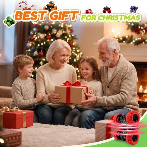 Monster Truck Toys, 4 Pack Friction Powered Toy Cars Push and Go Truck Toys for Toddlers Kids Ages 2-4 3-5 4-7 Best Christmas Birthday Gift Party Favors for Boys and Girls 2 3 4 5 6 7 Year Old in Saudi Arabia