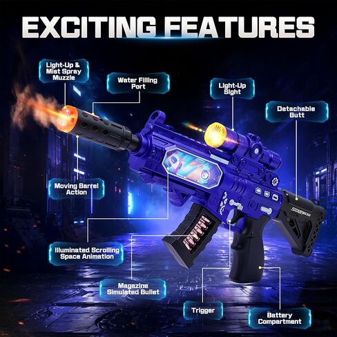 HWD Parent-Friendly Light Up Space Toy Gun for Kids with Mist Spray Effect in Saudi Arabia